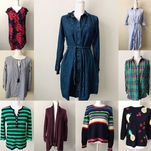 Women’s Sz Large lot shirts sweaters cardigan